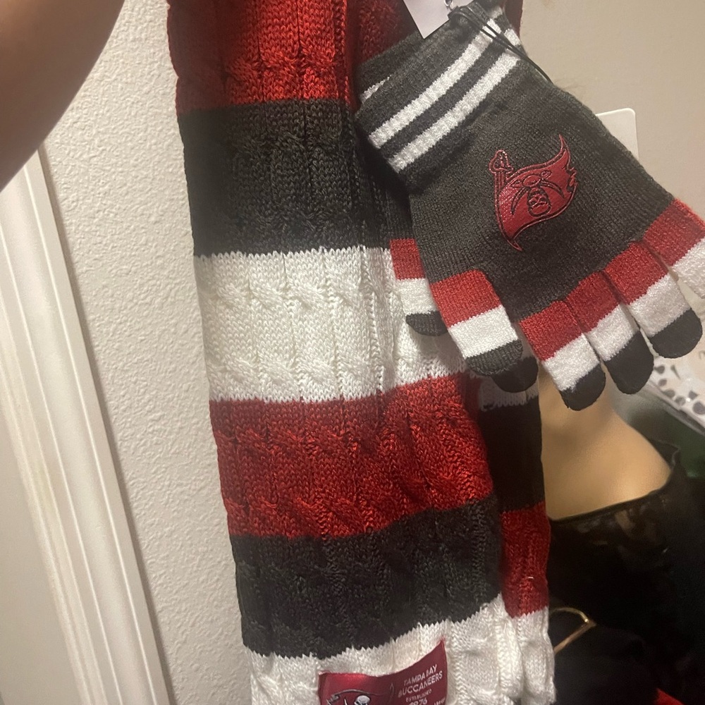 NFL Team Striped Scarf and Gloves Set
